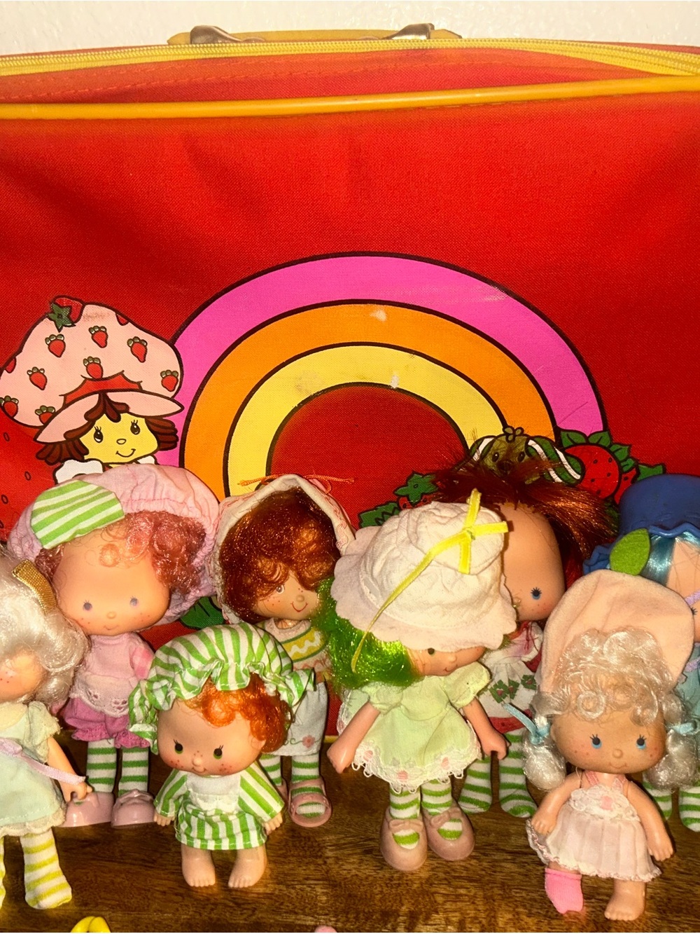 Vintage-Inspired Pink & Red Strawberry-Themed Plush Dolls Set